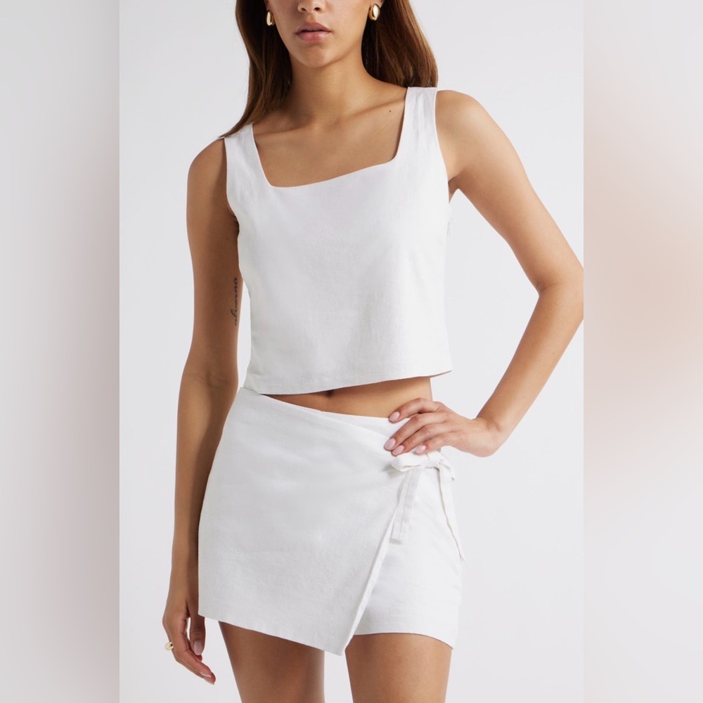 Open Edit White Line. Wrap Skort and Too Set